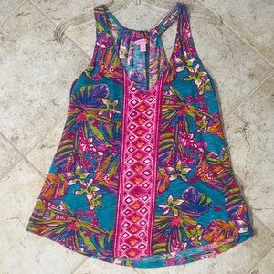 Lilly Pulitzer Pink and Blue Graphic Tank Top